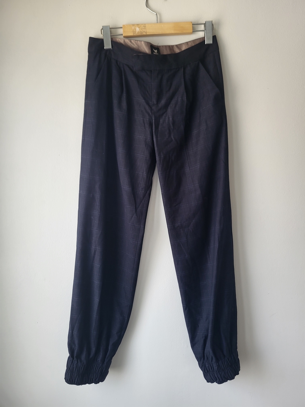 Women's Navy With Strips Jogger Style Trouser with Elastic Hem